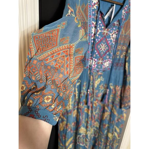 NEW Soft Surroundings‎ Mirapani Embroidered Floral Midi Dress M Boho - Picture 3 of 12